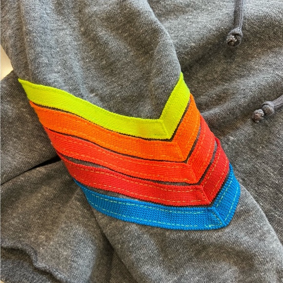 Aviator Nation Gray Cropped Hoodie with Rainbow and Lightning Bolt - Picture 3 of 14